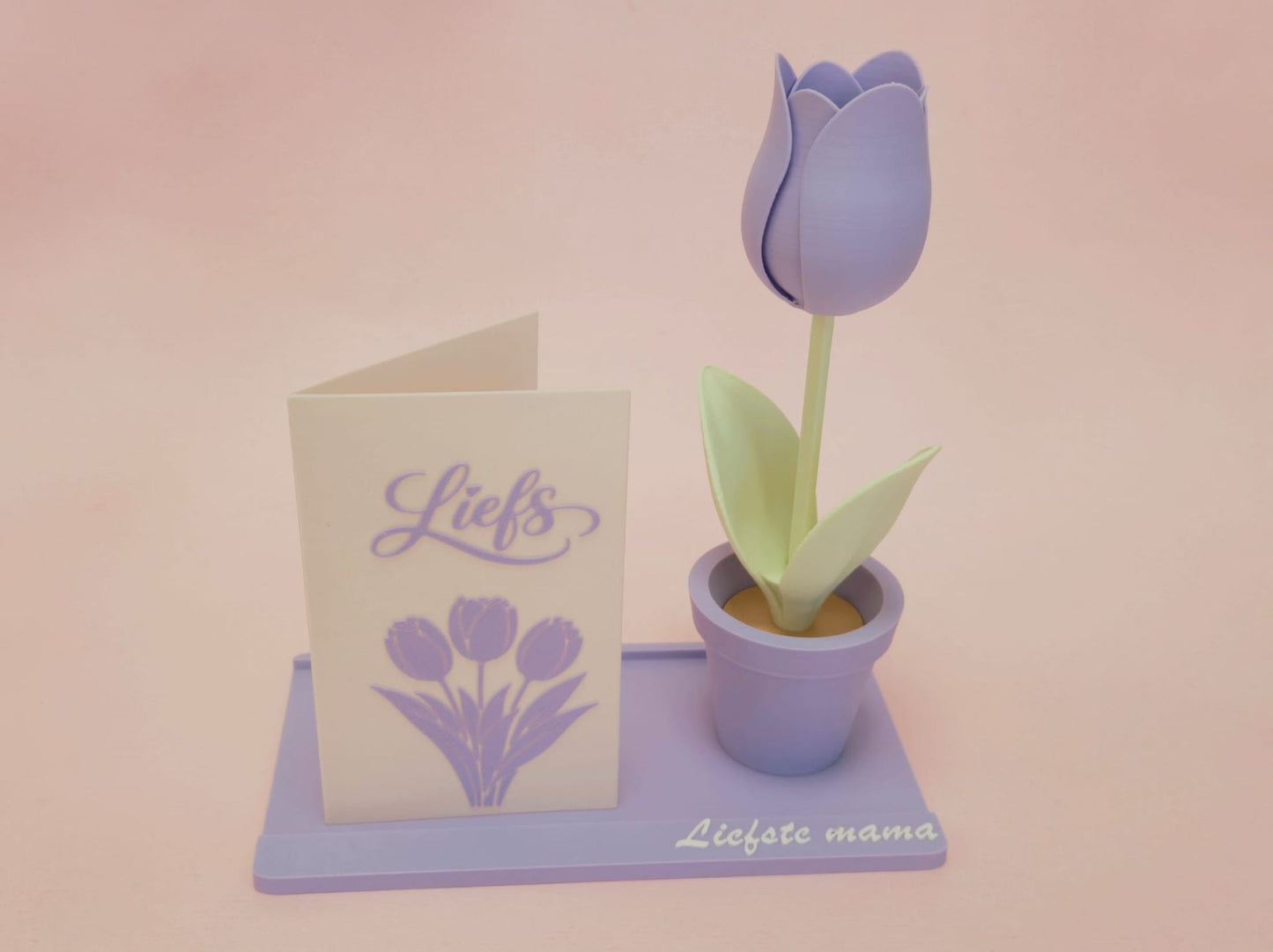 Moederdag kaartplankje met tulp - Paars