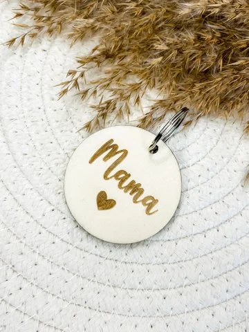 Houten sleutelhanger Mama