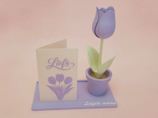 Moederdag kaartplankje met tulp - Paars
